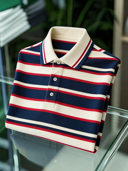 Men's Business Casual Button Short Sleeve Polo Shirt