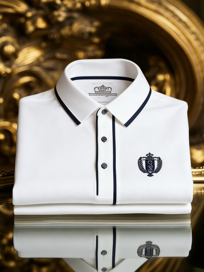 Men's Business Casual Button Short Sleeve Polo Shirt