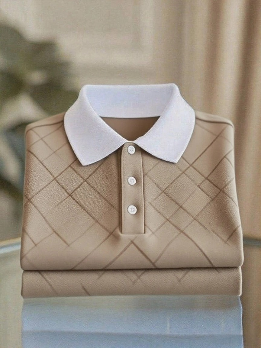 Men's Business Casual Logo Button Short Sleeve Polo Shirt