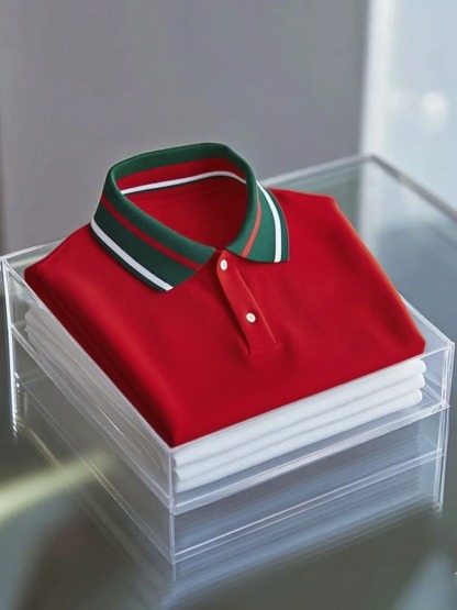 Men's Business Logo Button-Down Short Sleeve Polo Shirt