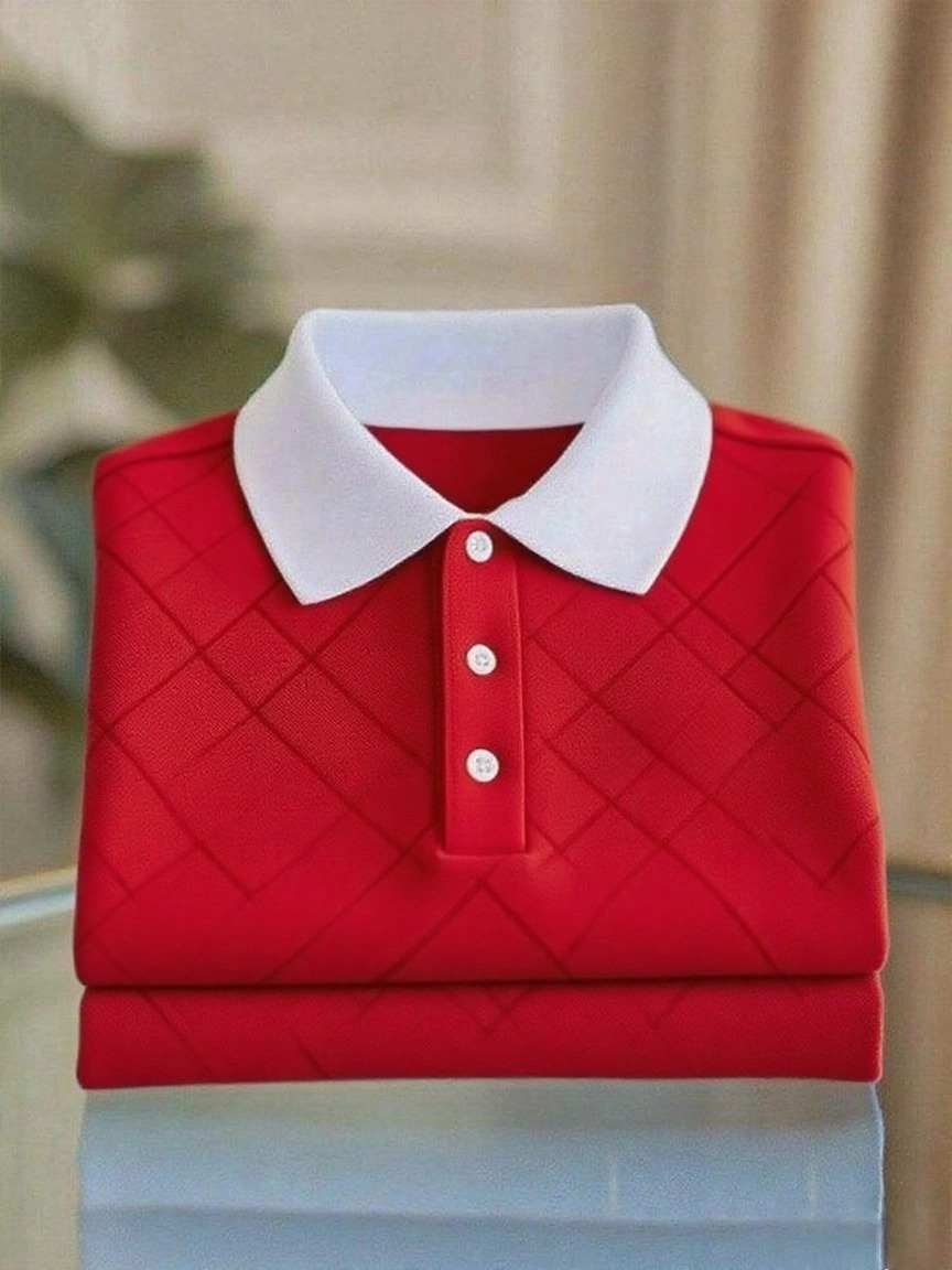 Men's Business Casual Logo Button Short Sleeve Polo Shirt