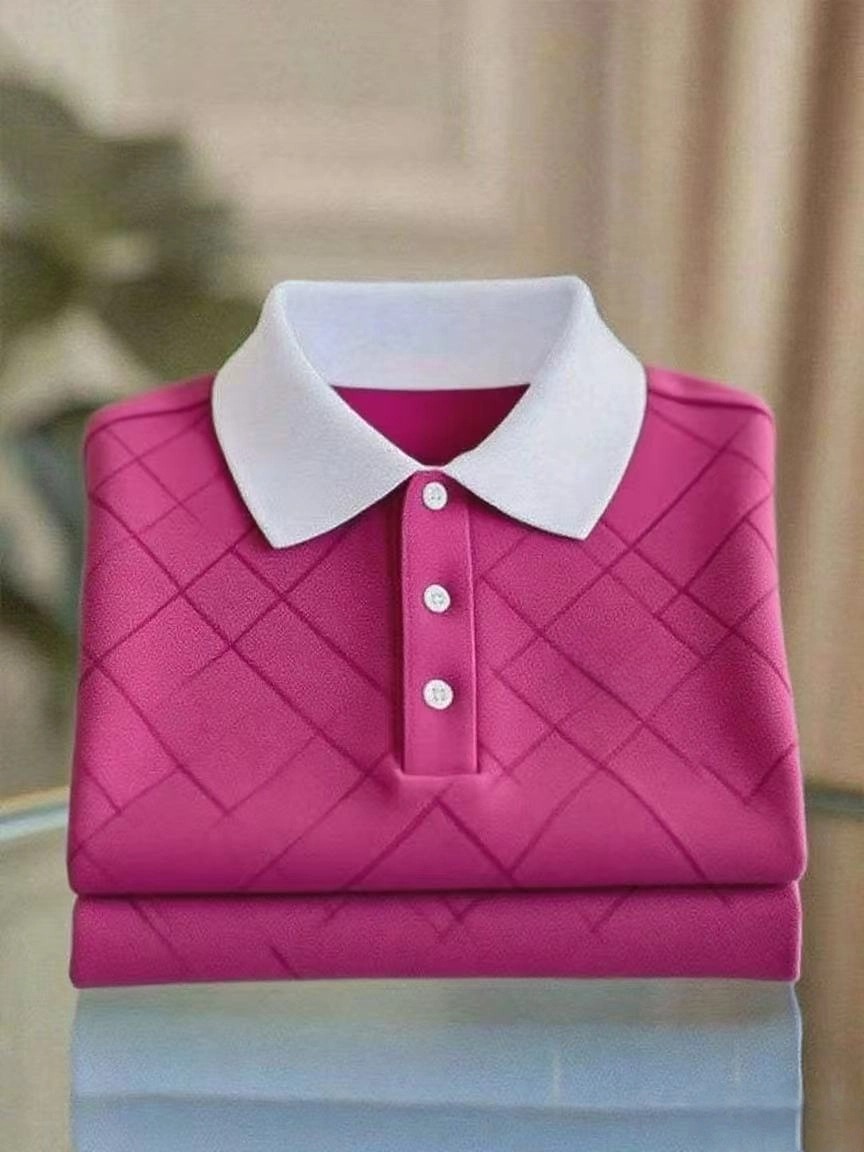 Men's Business Casual Logo Button Short Sleeve Polo Shirt