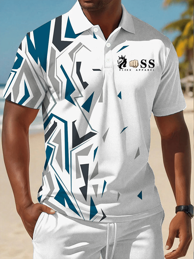 Men's Retro Letter Design Printed Casual Comfortable And Breathable Polo Shirt