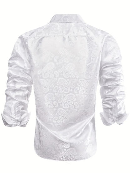 Men's Silk Business Luxury Design Printed Long Sleeve Shirt