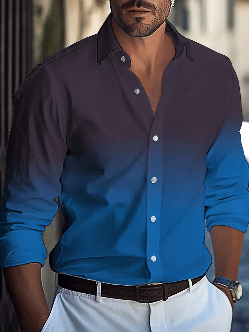 Men's Plaid Business Long Sleeve Shirt