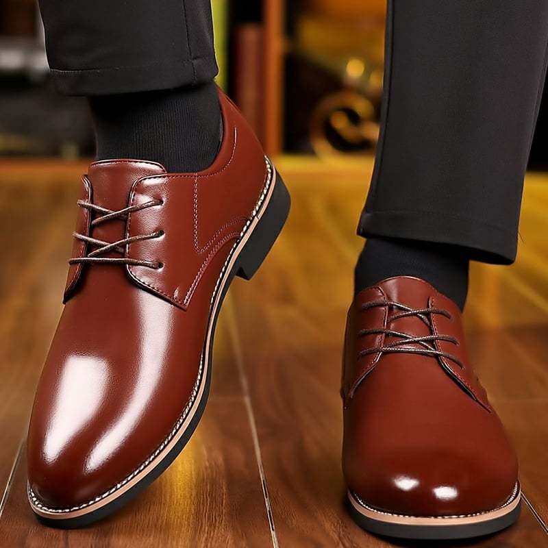 Men's Comfort British Business Wedding Casual Lace-up Simple Formal Le