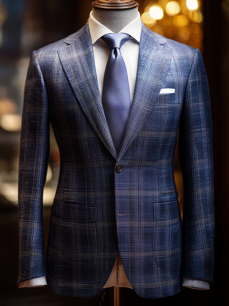 Men's Business Casual Large Pocket Plaid Blazers