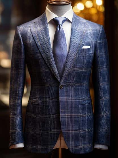 Men's Business Casual Large Pocket Plaid Blazers