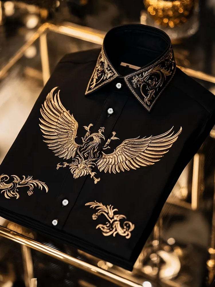 Men's Luxury Romantic Contrast Color Print Long Sleeve Shirt