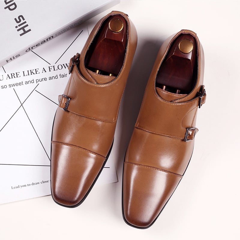 Buckle Pointed Toe British Style Men'S Shoes