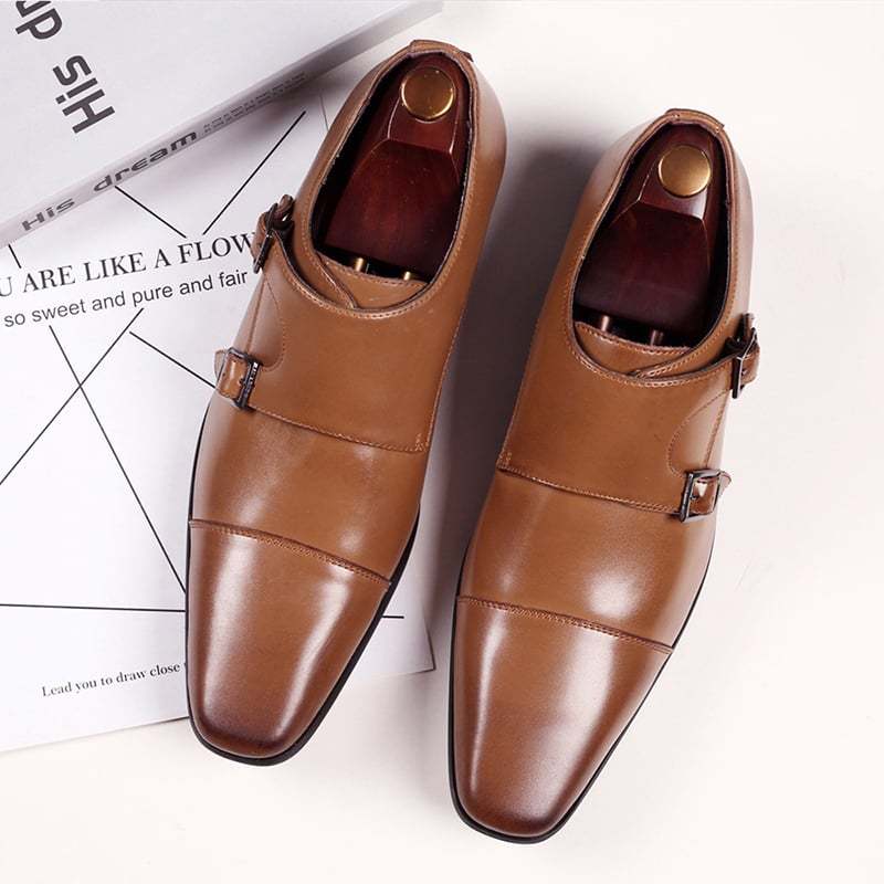 Buckle Pointed Toe British Style Men'S Shoes