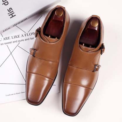 Buckle Pointed Toe British Style Men'S Shoes