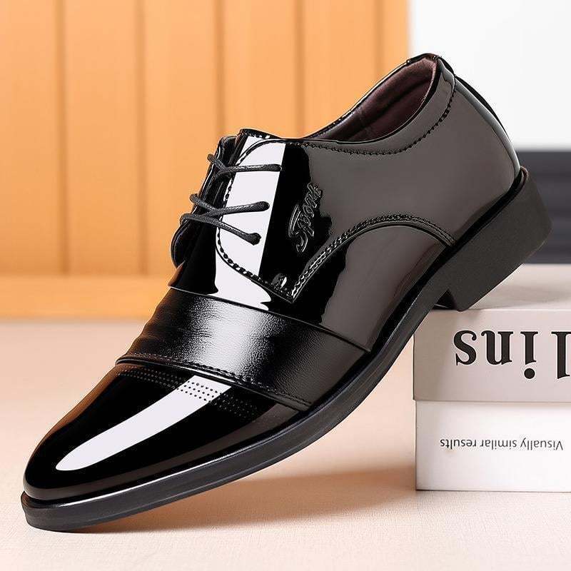 Men's Versatile Toe Toe Glossy Business Casual Leather Shoes