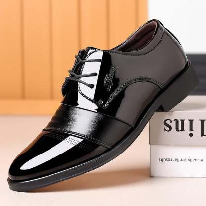 Men's Versatile Toe Toe Glossy Business Casual Leather Shoes
