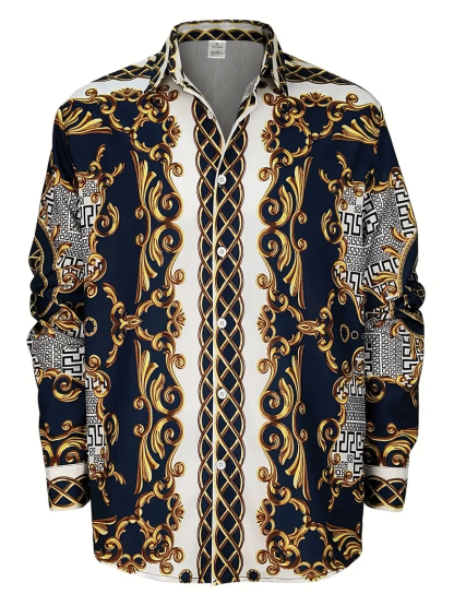 Men's Street Style Business Striped Printed Long Sleeve Shirt