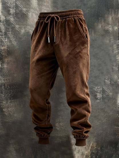 Men's Retro Stitching Contrast Color Hooded Casual Sweatshirt Suit