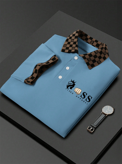 Men's Letter Printed Casual Polo Shirt