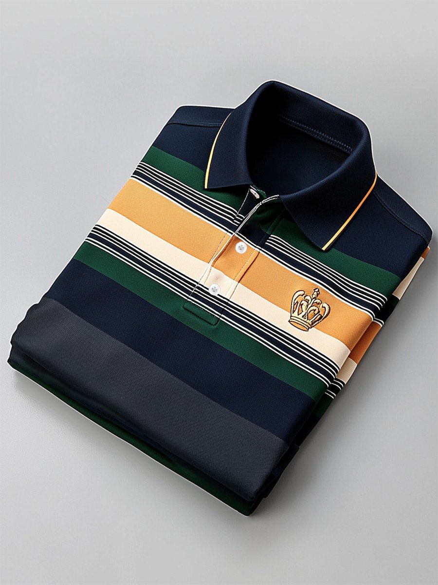 Men's Business Casual Button Short Sleeve Polo Shirt