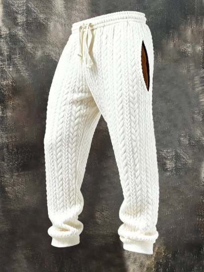 Men'S Fashionable Twisted Jacquard Textured Hooded Casual Sweatshirt Suit