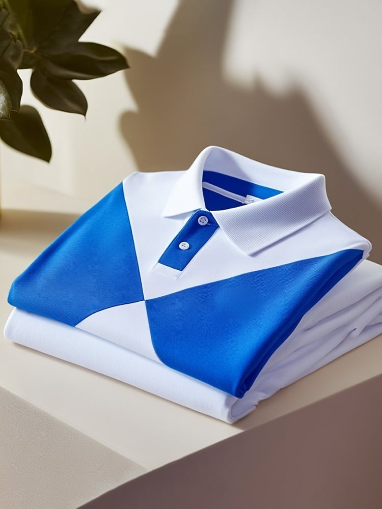 Men's Classic Business Logo Button Short Sleeve Polo Shirt