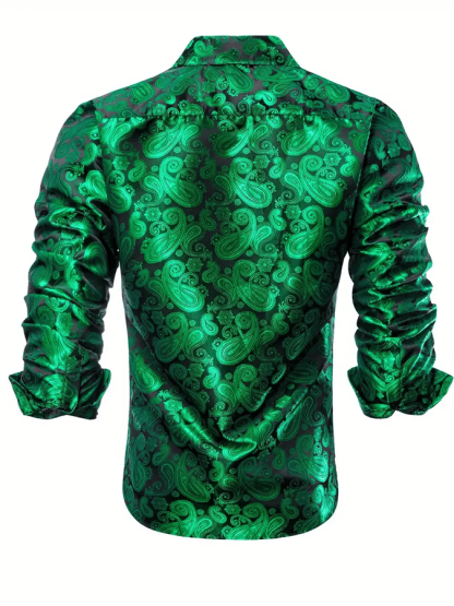 Men's Silk Business Luxury Design Printed Long Sleeve Shirt