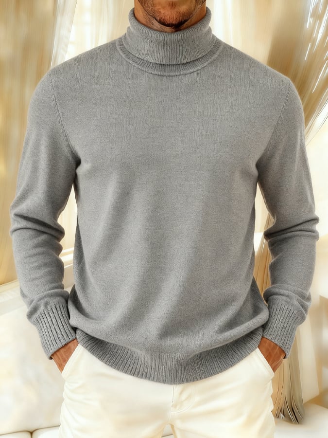Men's Solid Color Turtleneck Sweater