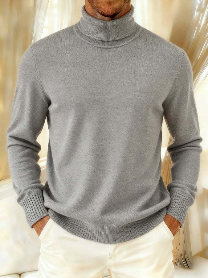Men's Solid Color Turtleneck Sweater