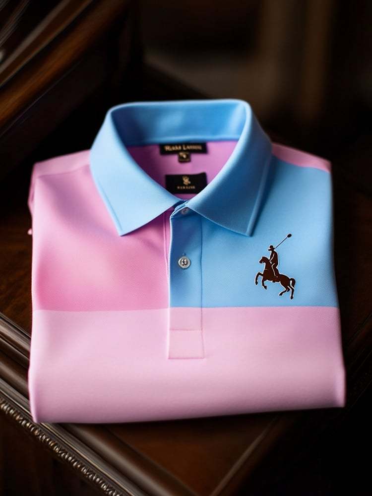Men's Classic Business Logo Button Short Sleeve Polo Shirt