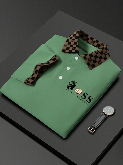 Men's Letter Printed Casual Polo Shirt