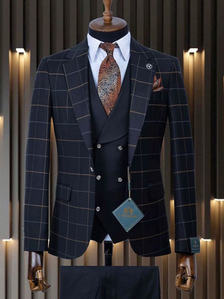 ManMen's Luxury Business Plaid Blazers