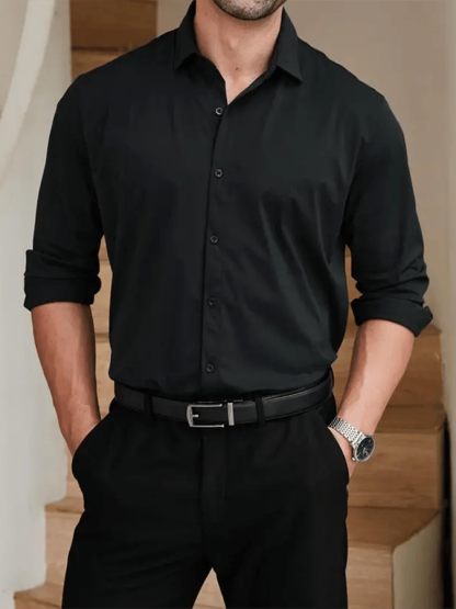 Men's Solid Color Design Business Casual Shirt