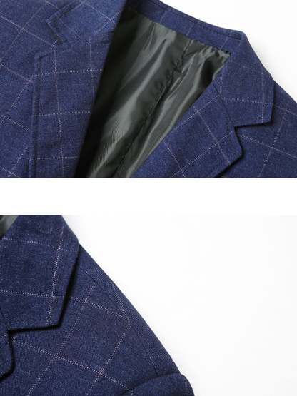 Men's Work Office Notched Collar Plaid Regular Fit Blazer