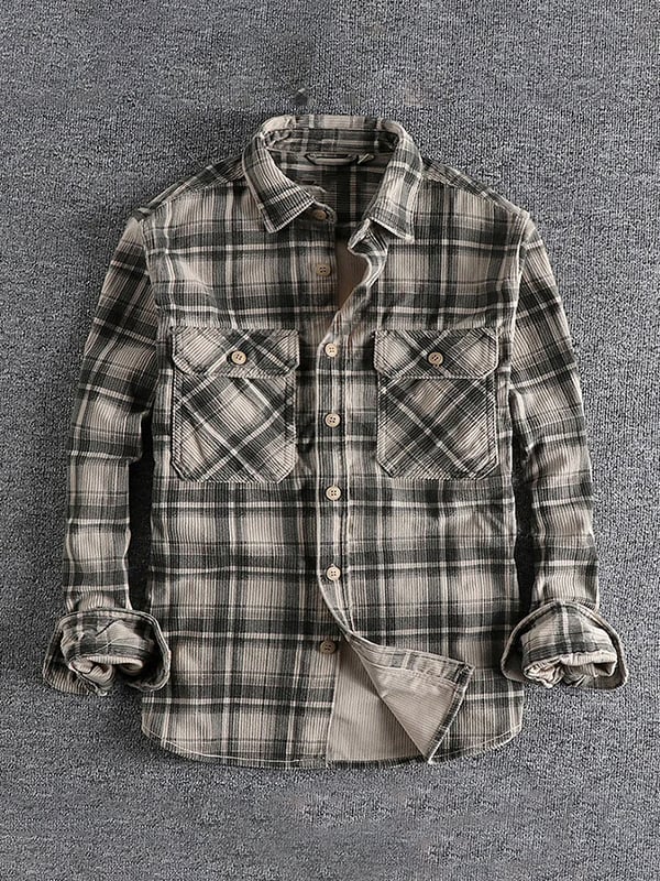 Men's Vintage Western Stripe Pocket Shirt