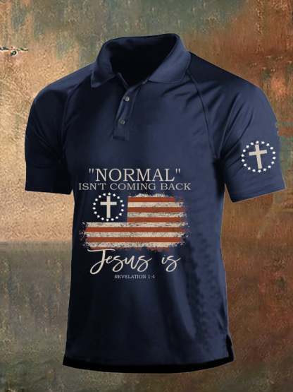 Men's Retro Faith "Normal Isnt Coming Back" Color Block Polo Shirt