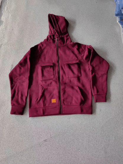 Men's Vintage Double Pocket Solid Color Comfort Zip Cardigan Jacket