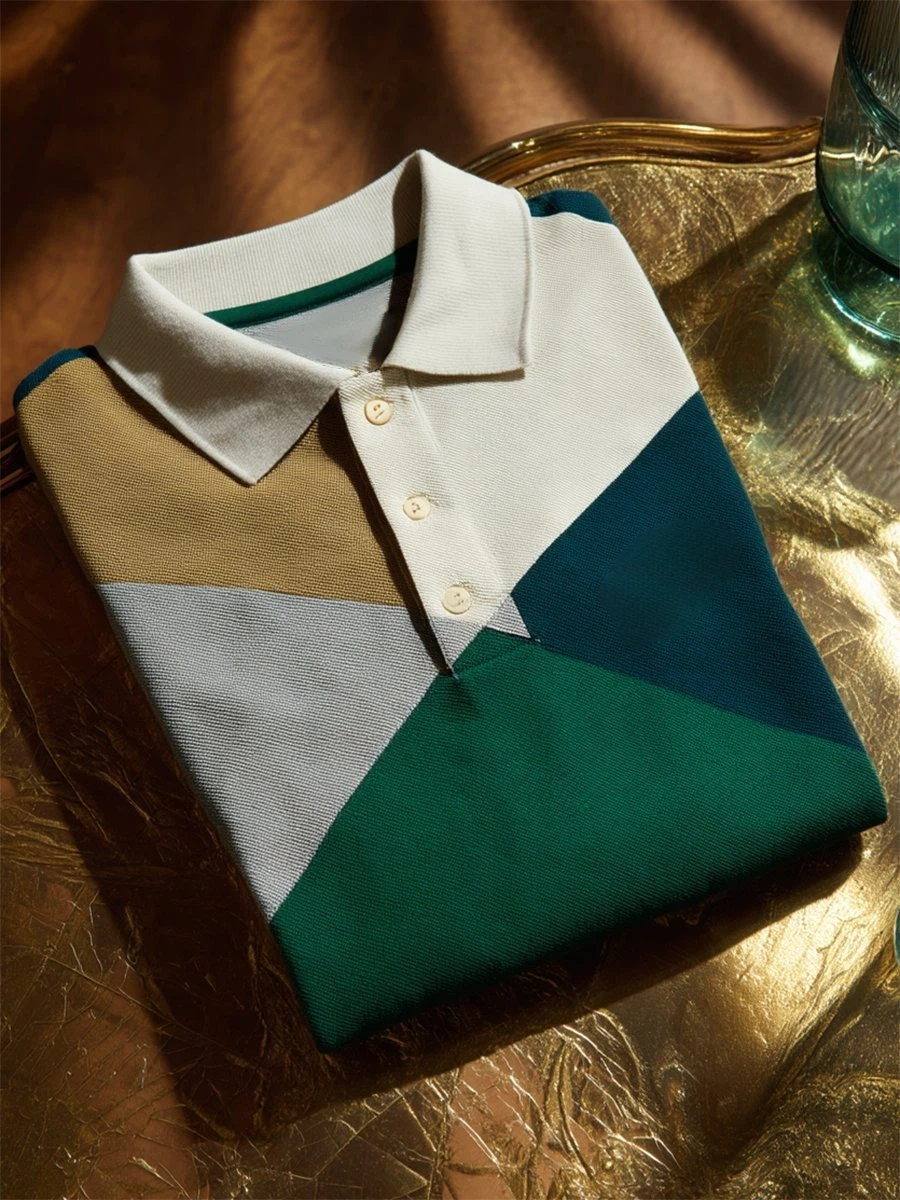 Men's Business Casual Button Short Sleeve Polo Shirt