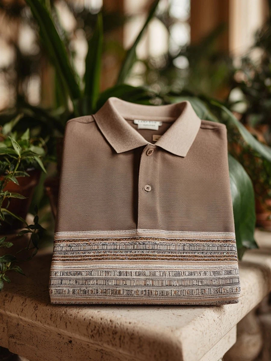 Men's Classic Business Logo Button Short Sleeve Polo Shirt