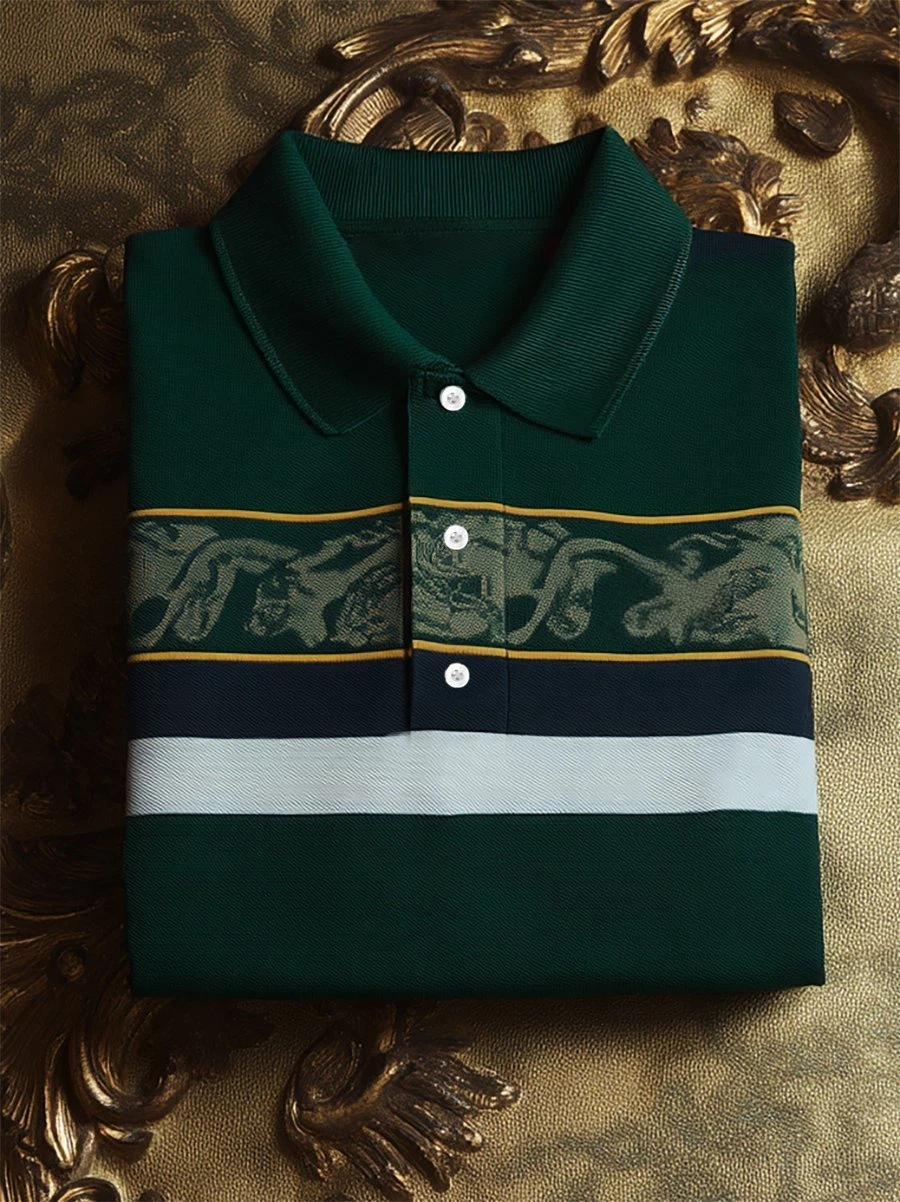 Men's Business Casual Button Short Sleeve Polo Shirt