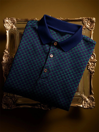 Men's Business Casual Button Short Sleeve Polo Shirt