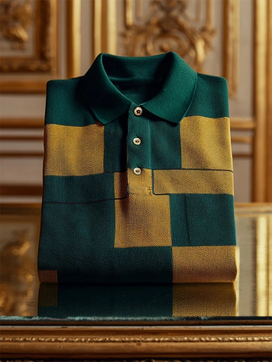 Men's Business Casual Button Short Sleeve Polo Shirt