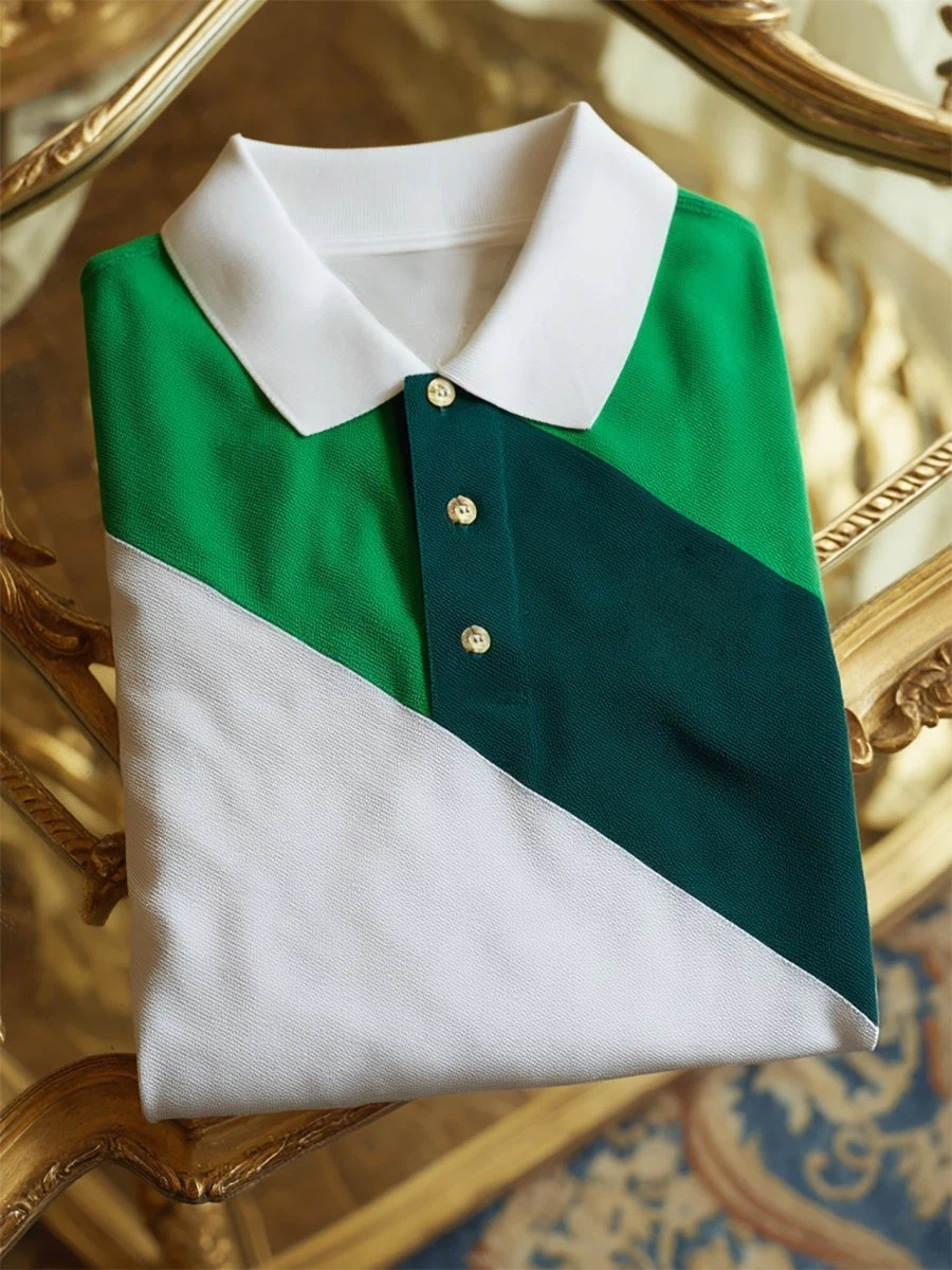 Men's Business Casual Button Short Sleeve Polo Shirt