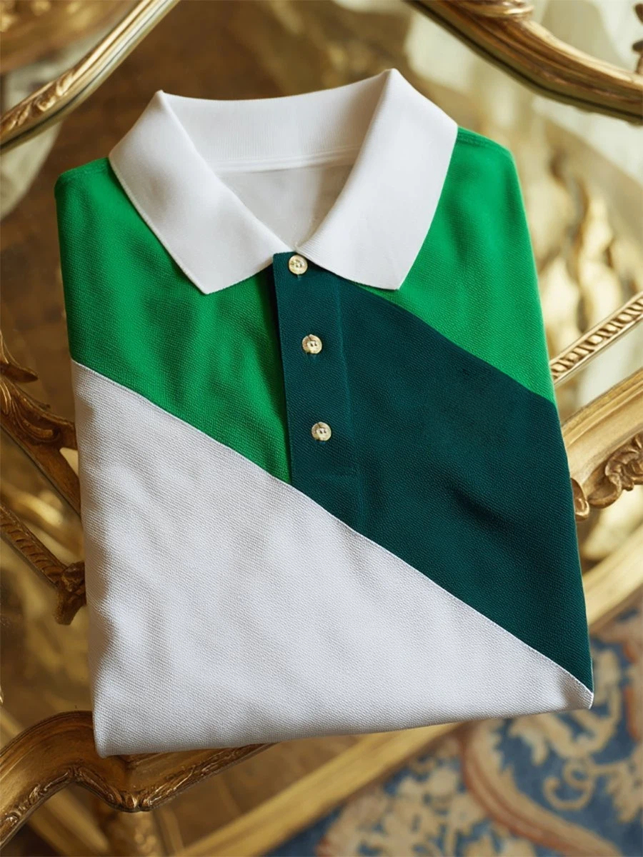 Men's Business Casual Button Short Sleeve Polo Shirt