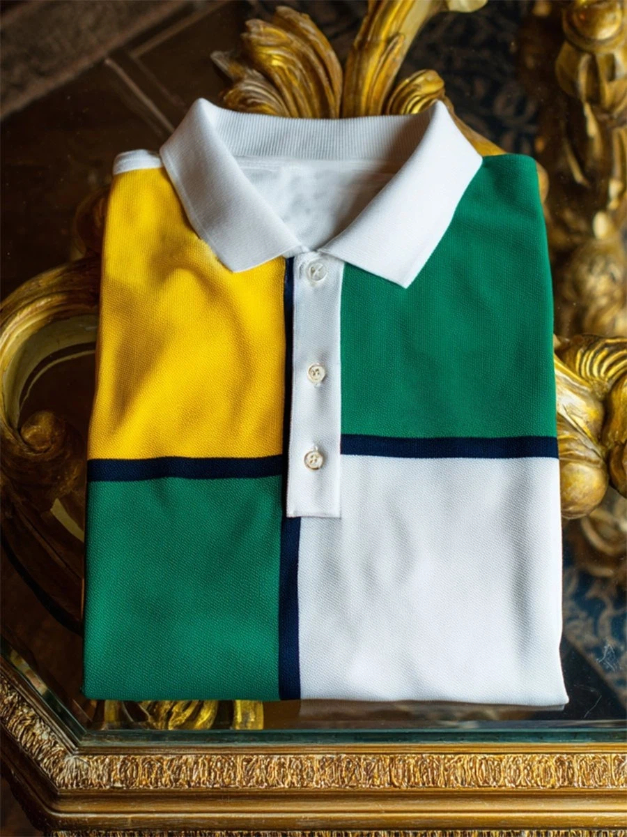 Men's Business Casual Button Short Sleeve Polo Shirt