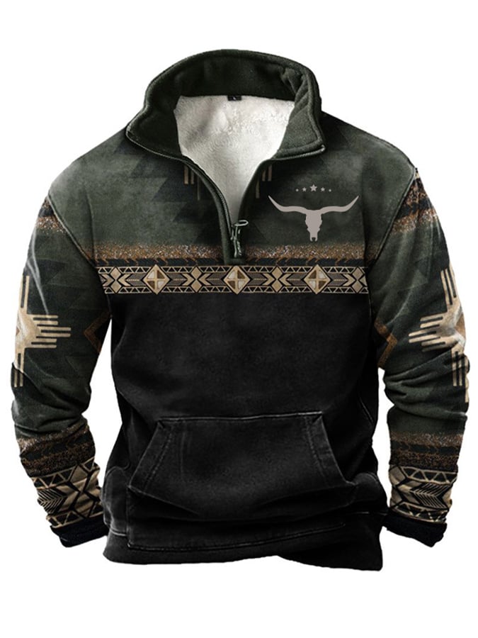 Men's retro western style printed casual sweatshirt