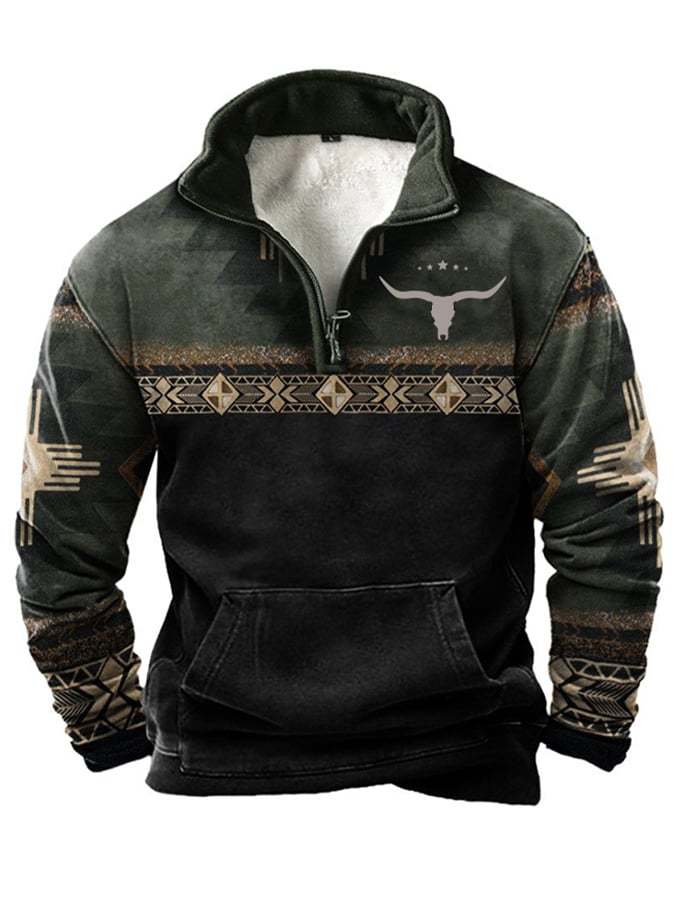 Men's retro western style printed casual sweatshirt