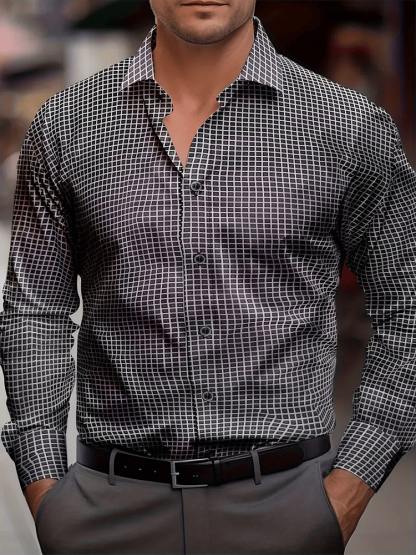 Men's Street Style Business Casual Printed Long Sleeve Shirt