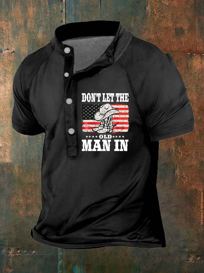 Men's Don't Let The Old Man In Country Music American Flag Print Polo