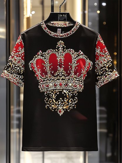 Men's Business Luxury Printed 100% Cotton Short Sleeve T-Shirt