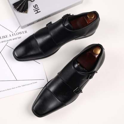 Buckle Pointed Toe British Style Men'S Shoes
