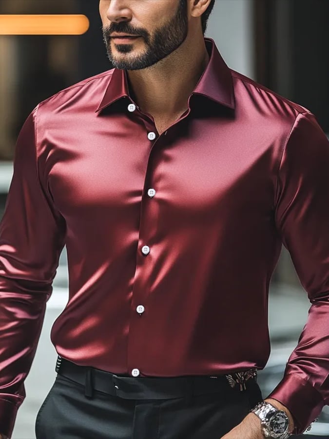 Men's Fashion Business Luxury Design Printed Long Sleeve Shirt